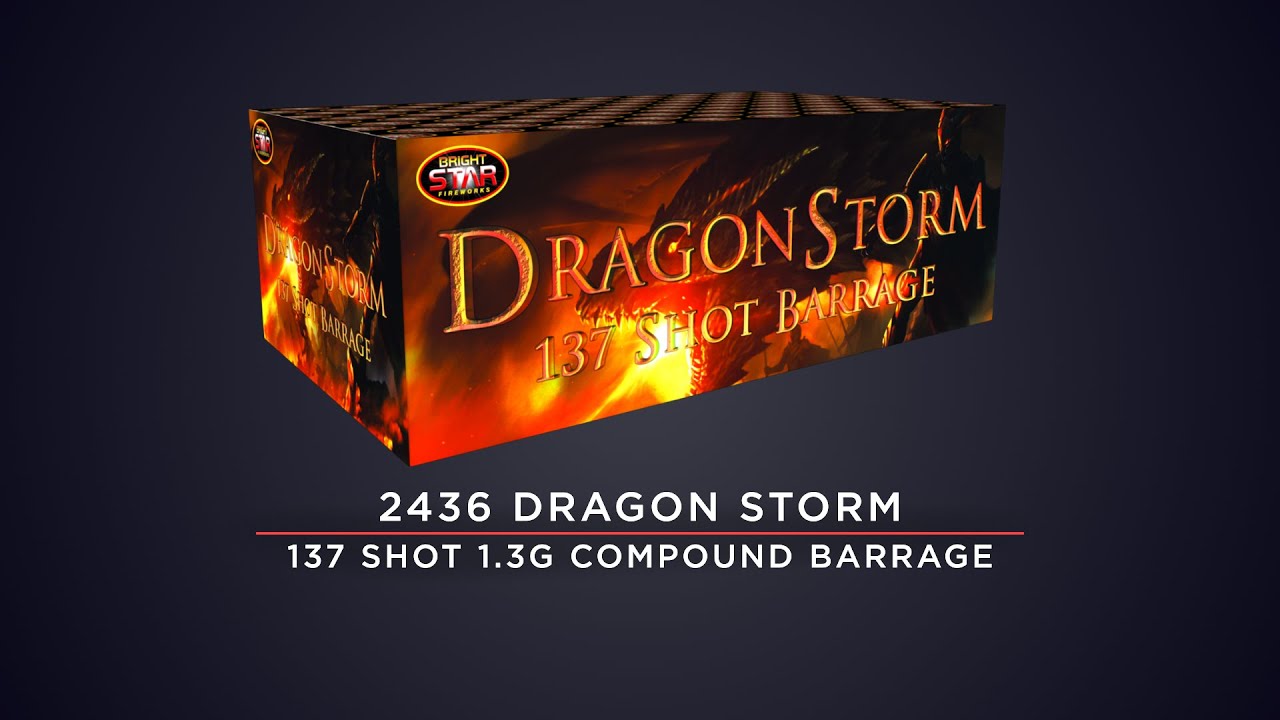 Bright Star Fireworks - 2436 Dragon Storm 137 Shot 1.3G Compound Barrage