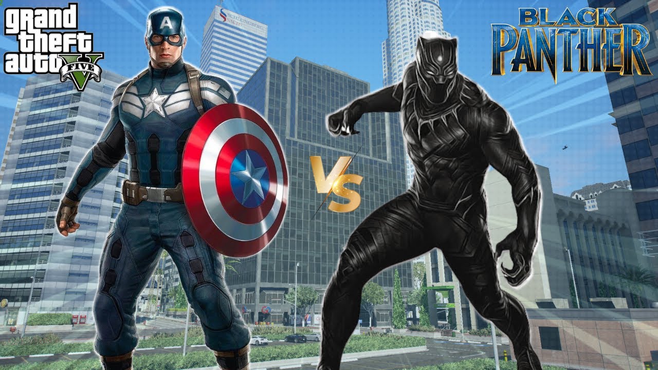 GTA 5 - Captain America Vs Black Panther | Ultimate Battle With Next-Gen Graphics.