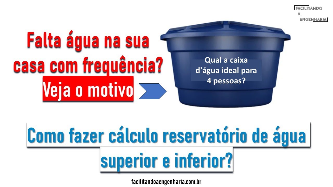 Como fazer cálculo reservatório de água superior e inferior?