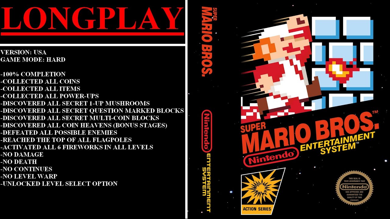 Super Mario Bros. [USA] (NES) - (Longplay | Hard Mode | 100%)