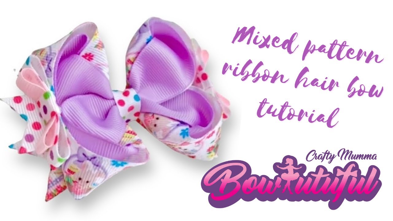 Easter pattern and colour ribbon handmade hair bow tutorial • how to make hair bows • baby headband