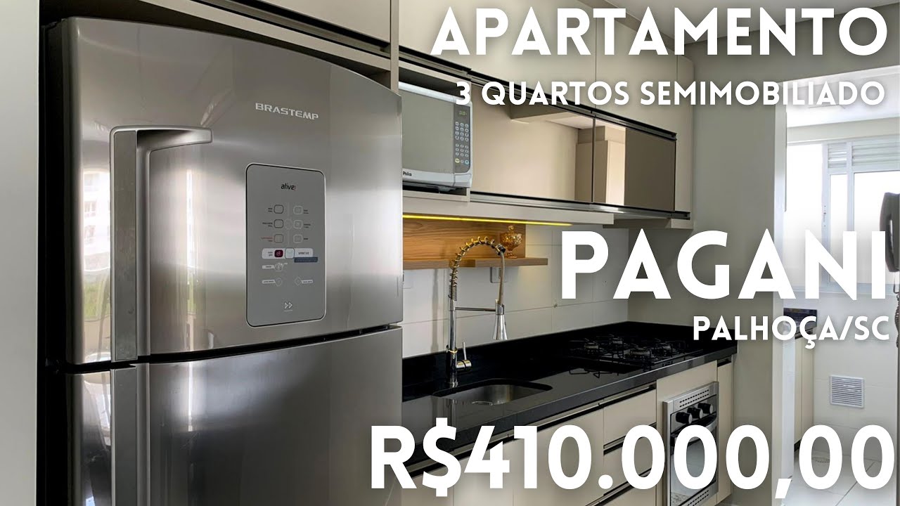 Tour apartamento de 3 quartos, semimobiliado, no Pagani, Palhoça/SC