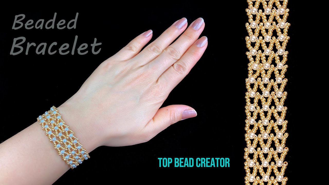 Beaded bracelet tutorial, DIY jewelry, Pearls and Seed beads bracelet