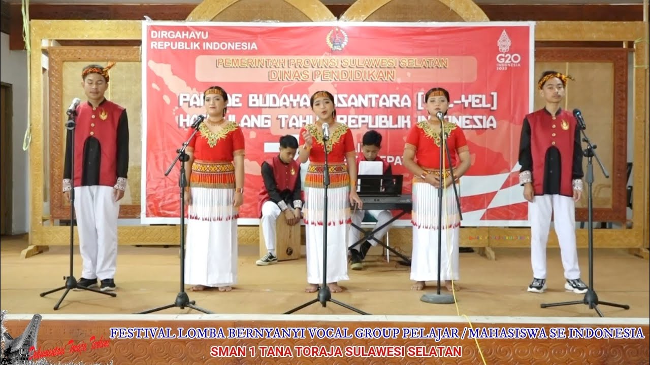 JUARA 1 FESTIVAL LOMBA BERNYANYI VOCAL GROUP PELAJAR / MAHASISWA SE INDONESIA , SMAN 1 TANA TORAJA