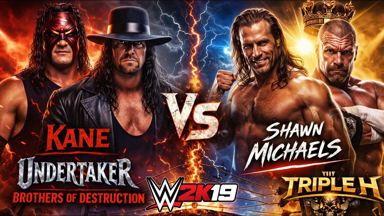 WWE BROTHERS OF DESTRUCTION VS SHAWN MICHAEL AND TRIPLE H ! WWE 2K19