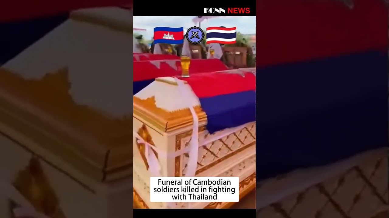 Funeral of Cambodian soldiers killed in fighting with Thailand #shorts #cambodia #thailand