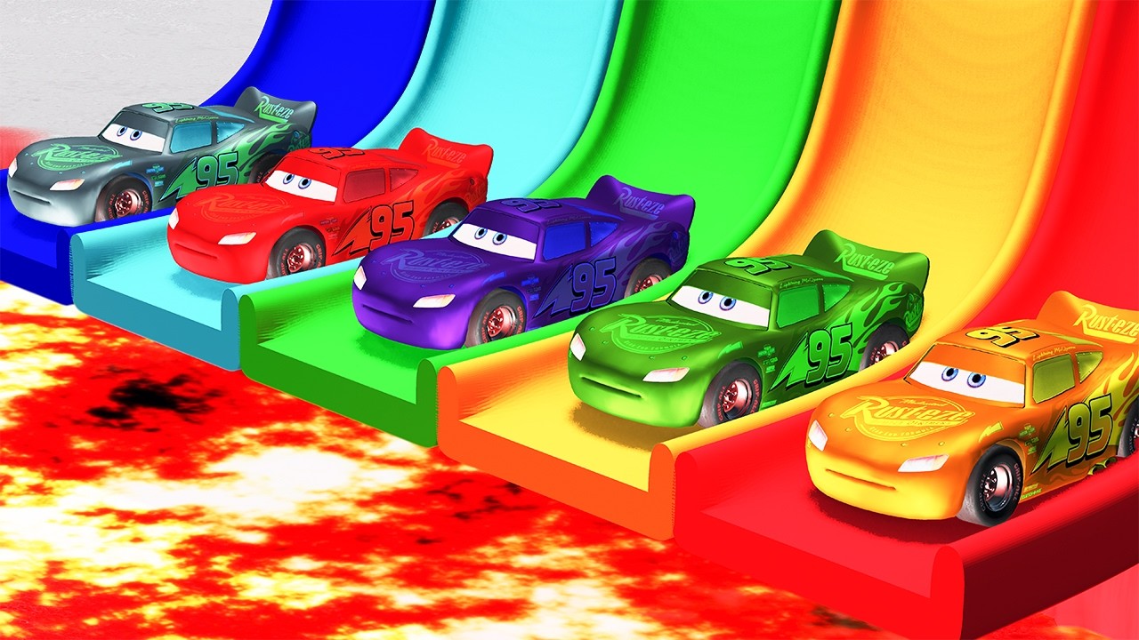 5 COLOR LIGHTNING MCQUEEN VS MONSTER TRUCK 5 DANGEROUS TRAP  (REMAKE)