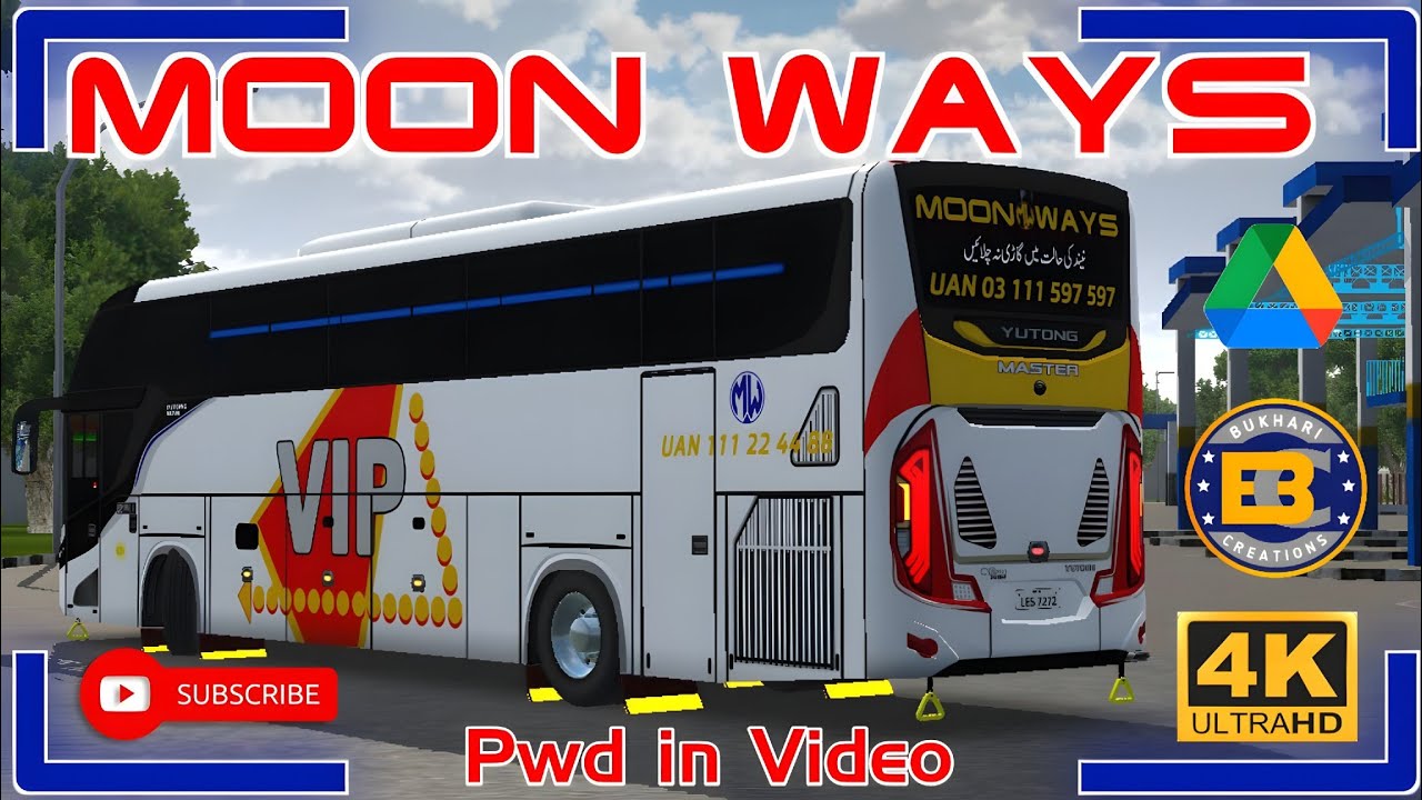 Moon Ways Bus Company Livery | Ultra HD Realistic Design | Bussid / Bus Simulator Pakistan 