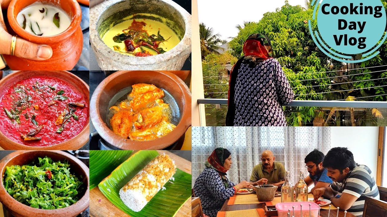 Masala Puttu, Cheera Thoran, Beetroot Pachadi, Kaya Curry | Cooking Day Vlog | Salu Kitchen
