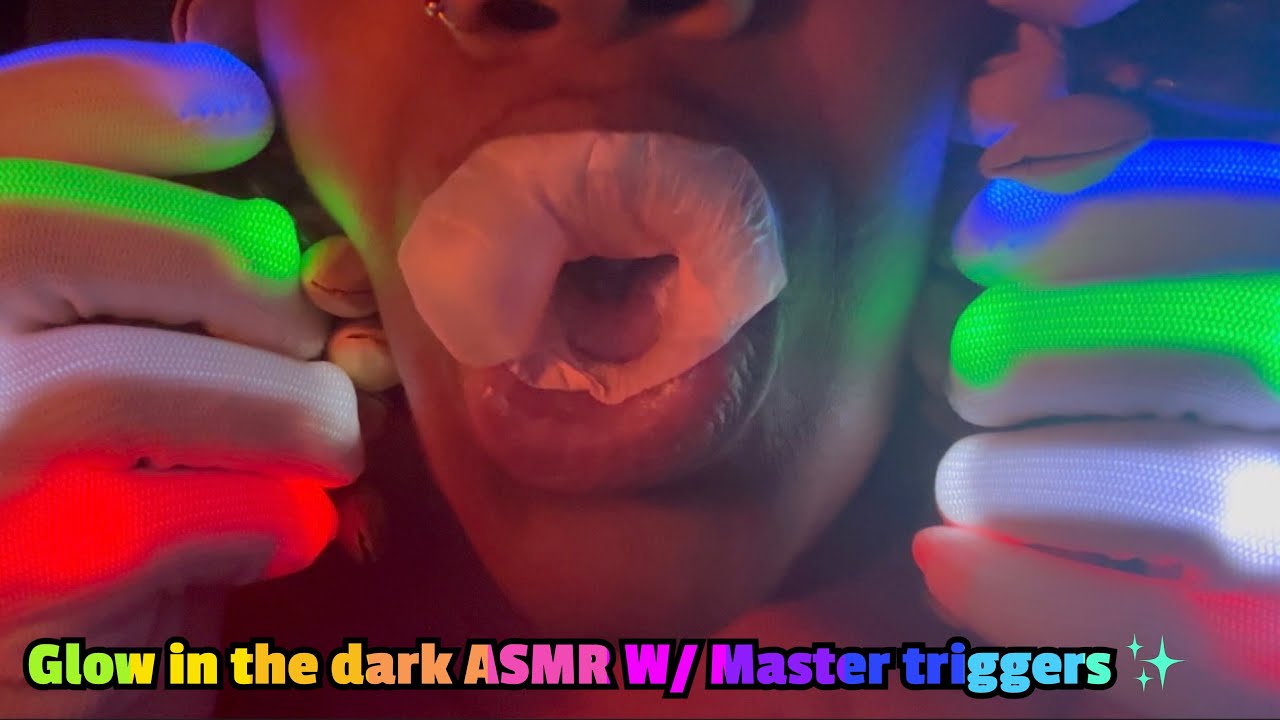 ASMR✨Chewing gum | glow in the dark TRIGGERS | mouth measuring | face tracing | typing sounds & more