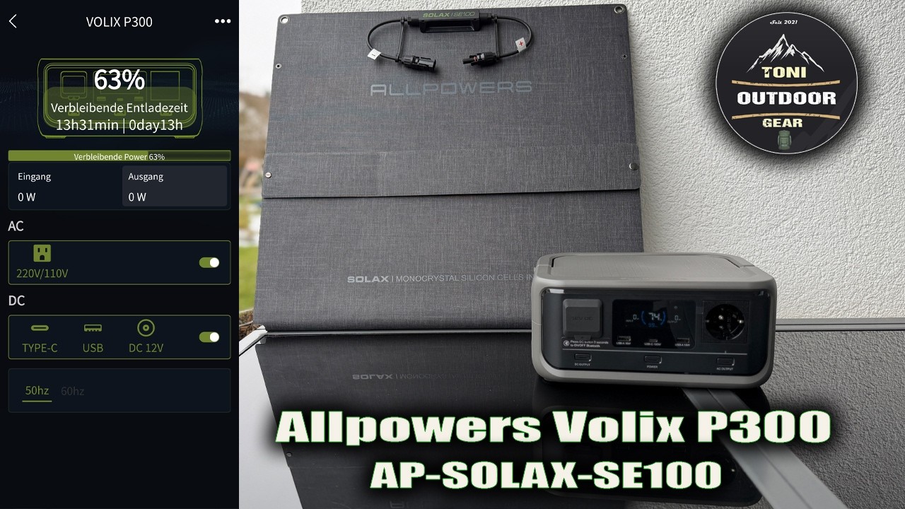 Allpowers VOLIX P300 Powerstation & SOLAX SE100W Solartasche #allpowers #Volix #P300 #powerstation