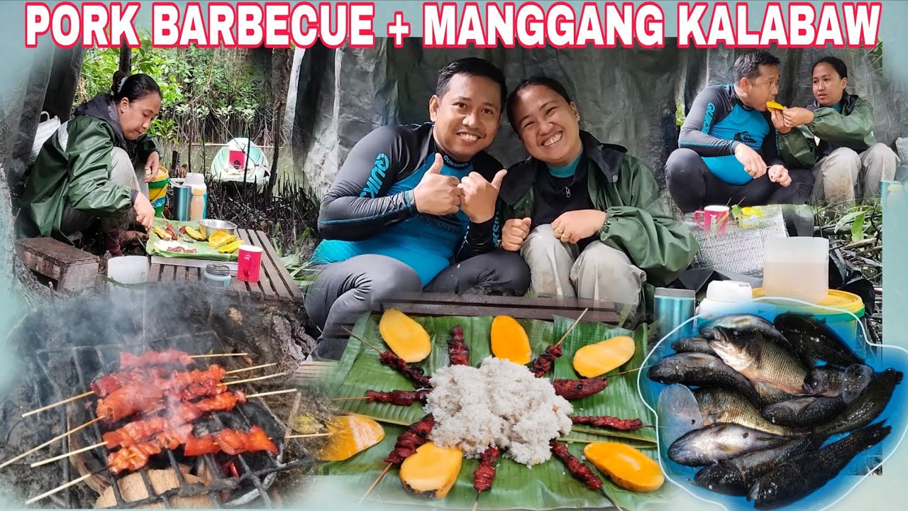 PORK BARBECUE + MANGGANG KALABAW/ NAG DATE SA ILOG🥰 GUMAWA NG SILUNGAN TRAPAL