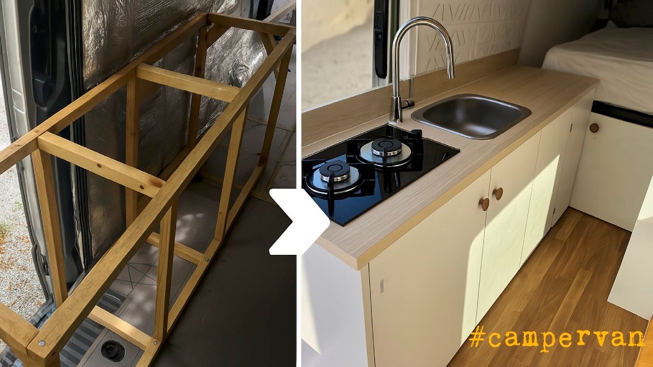 Cómo hice la cocina de mi furgoneta camper | Construcción Real Paso a Paso
