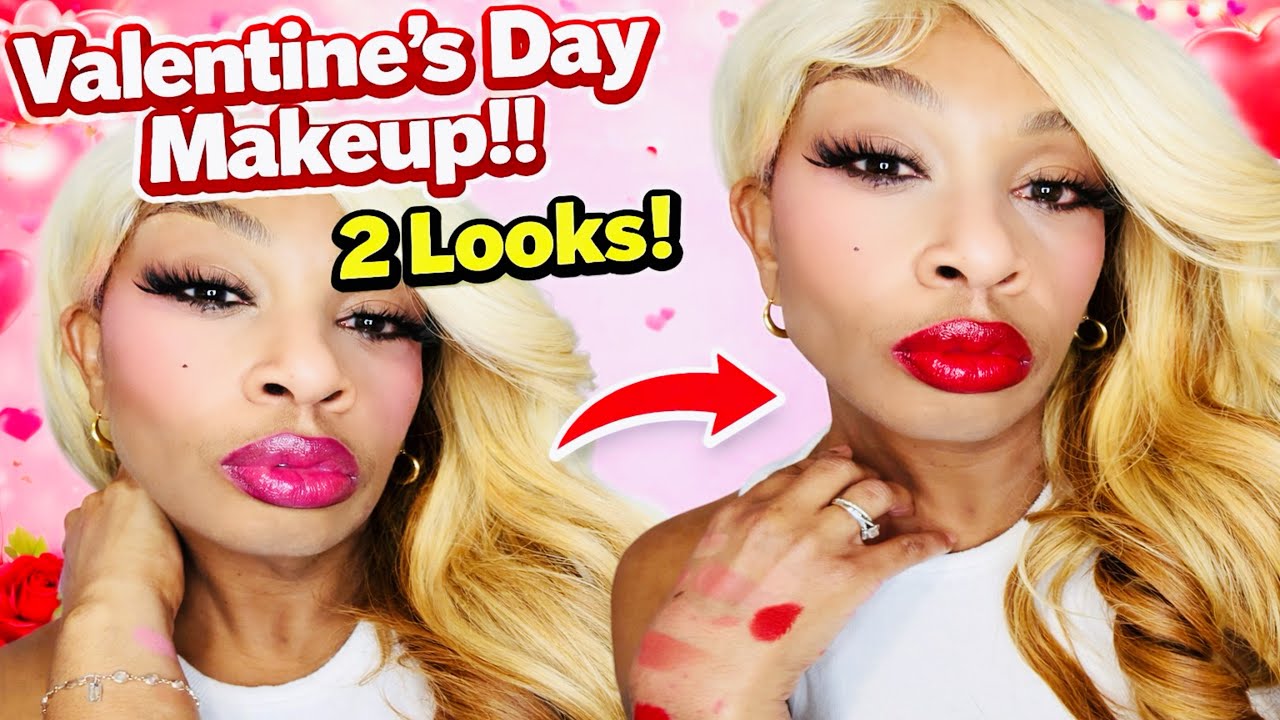 2 Valentine’s Day Makeup Looks | Date Night Makeup Tutorial ❤️ Soft Pink Glam + Classic Red Lip