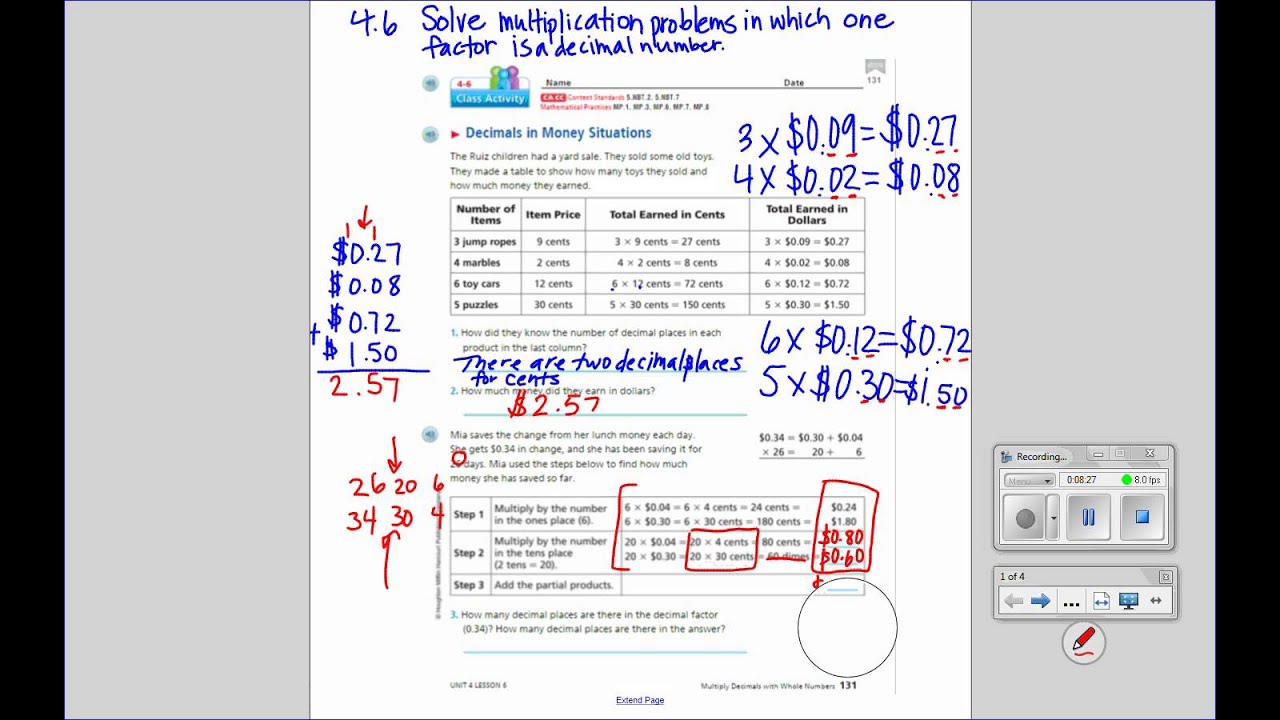 4.6 Multiplication with a whole number and one decimal factor