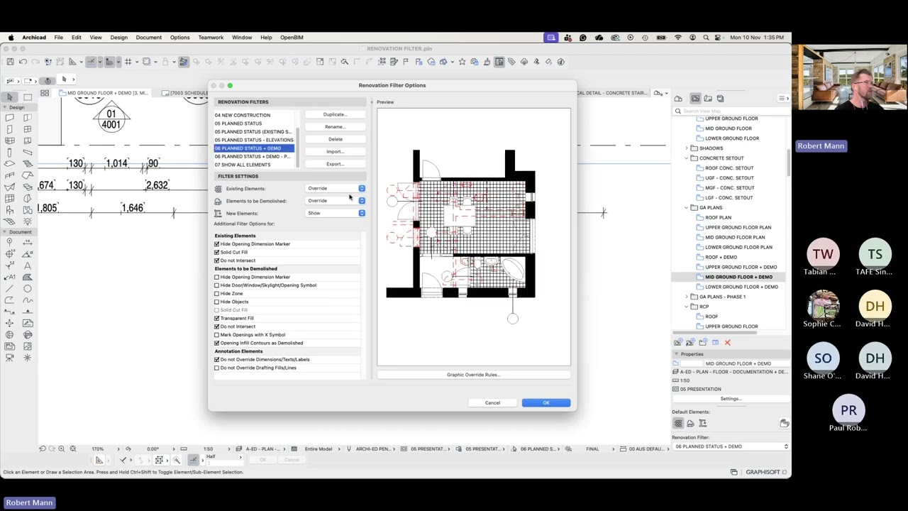 Фильтр реконструкции ArchiCAD