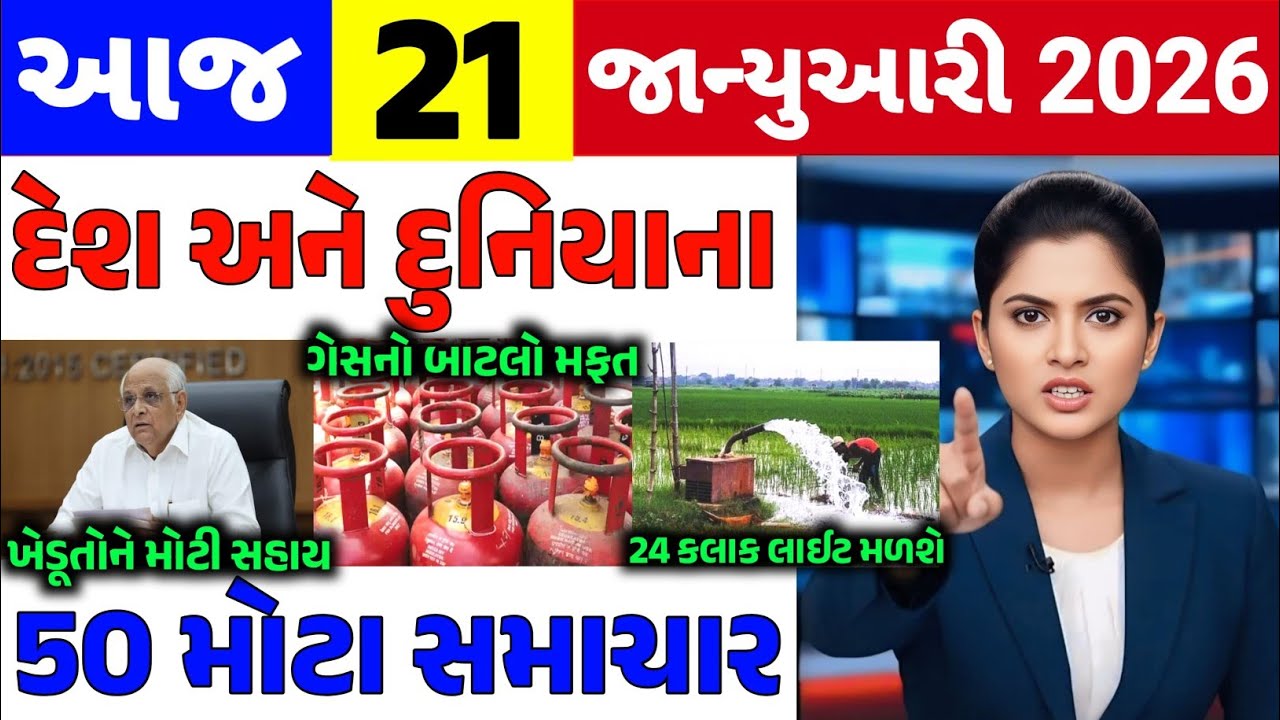 Today Breaking News||21 જાન્યુઆરી 2026,હવામાન,ખેડૂત યોજના,પેટ્રોલ,મોદી,ભારત,Headlines|Khedut Pocket
