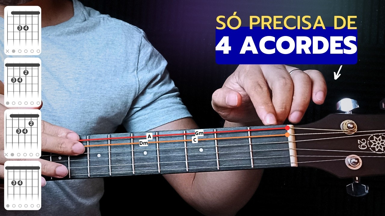 Esses 4 acordes simples TOCAM TUDO em tom maior e tom menor no violão - Aula de violão