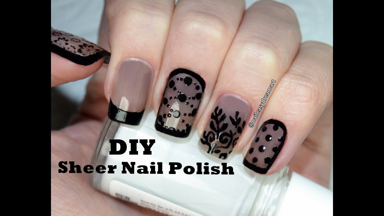How to DIY Sheer Tint Nail Polish | 5 Designs | Прозрачный Дизайн Ногтей Вуаль (капрон, колготки)