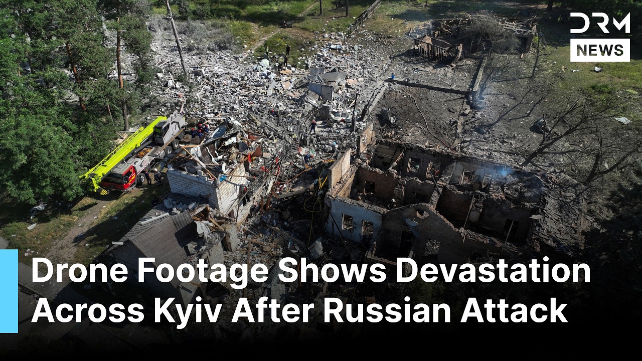 Drone Footage Shows Devastation Across Kyiv After Massive Russian Missile and Drone Strike | AH1G
