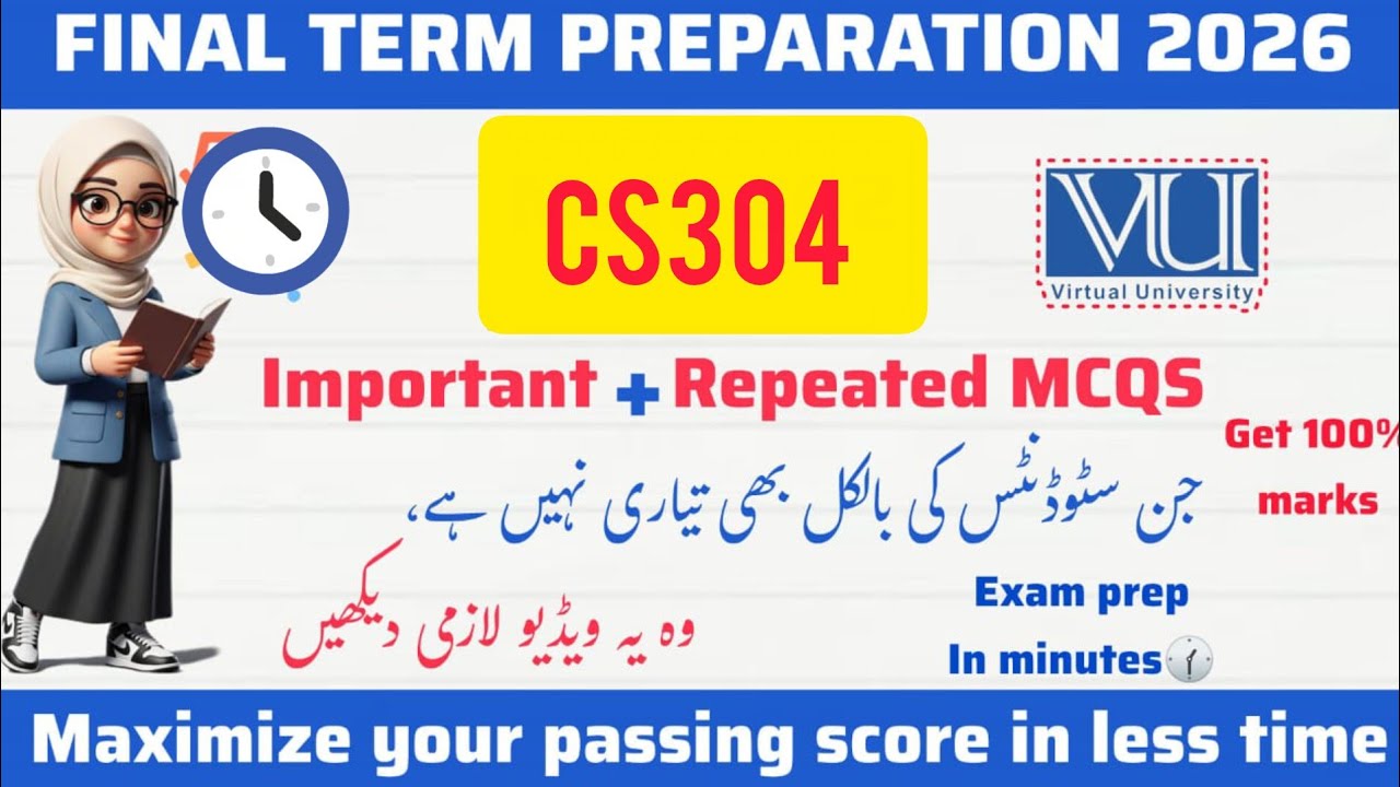 CS304 Programming Final Term Preparation 2025 & 2026 Most Important and  Repeated MCQs Past Papers