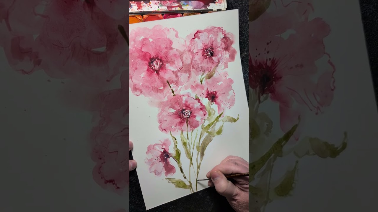 Long floral watercolor painting session