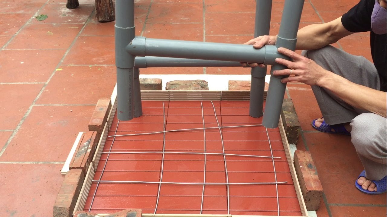 How To Make A Beautiful table Made From Cement Sand Plastic Pipe And Ceramic Tiles