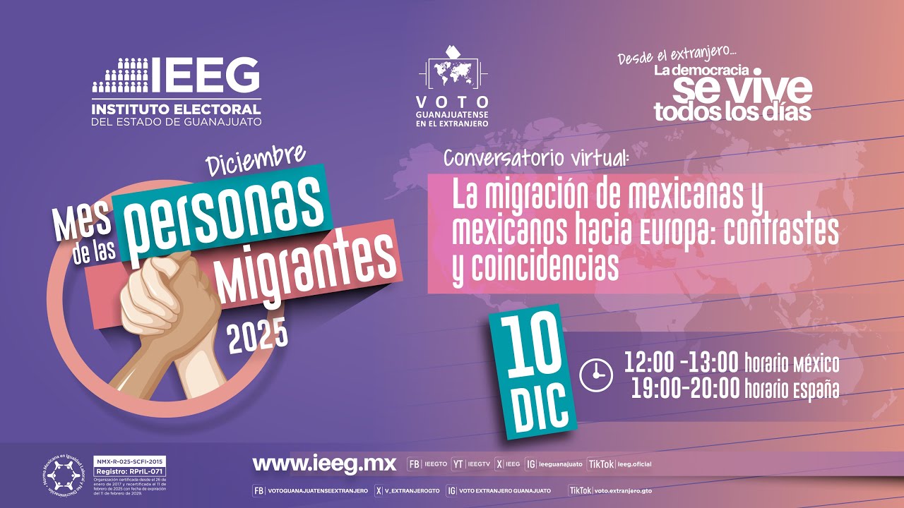 Conversatorio virtual La migración de mexicanas y mexicanos hacia Europa: contrastes y coincidencias