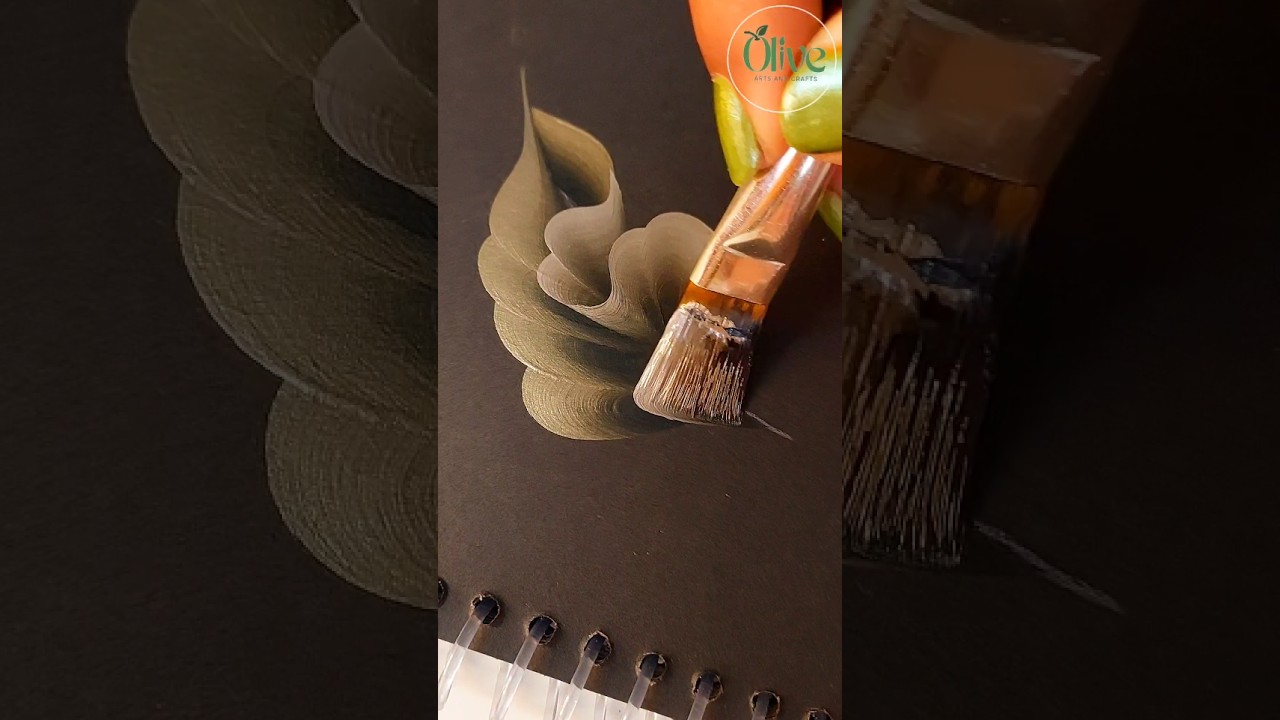Acrylic leaf Painting brush strokes Technique 🎨🌿 