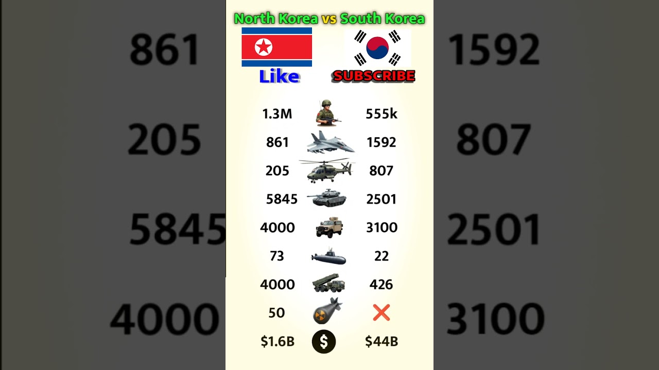 North Korea vs South Korea Military Comparison 2025 #military #ranking #comparison