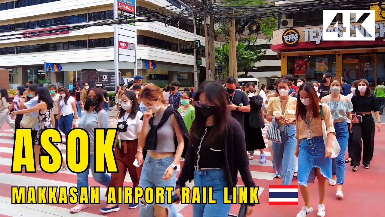 [4K] Asok - Airport Rail Link Station in Bangkok 🇹🇭 Walking Tour (ASMR City Sounds)