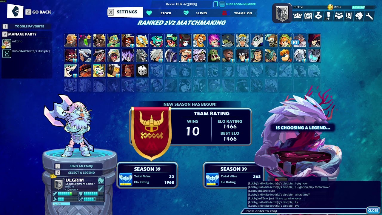 BRAWLHALLA  | Doing missions and after claiming to 2100 elo