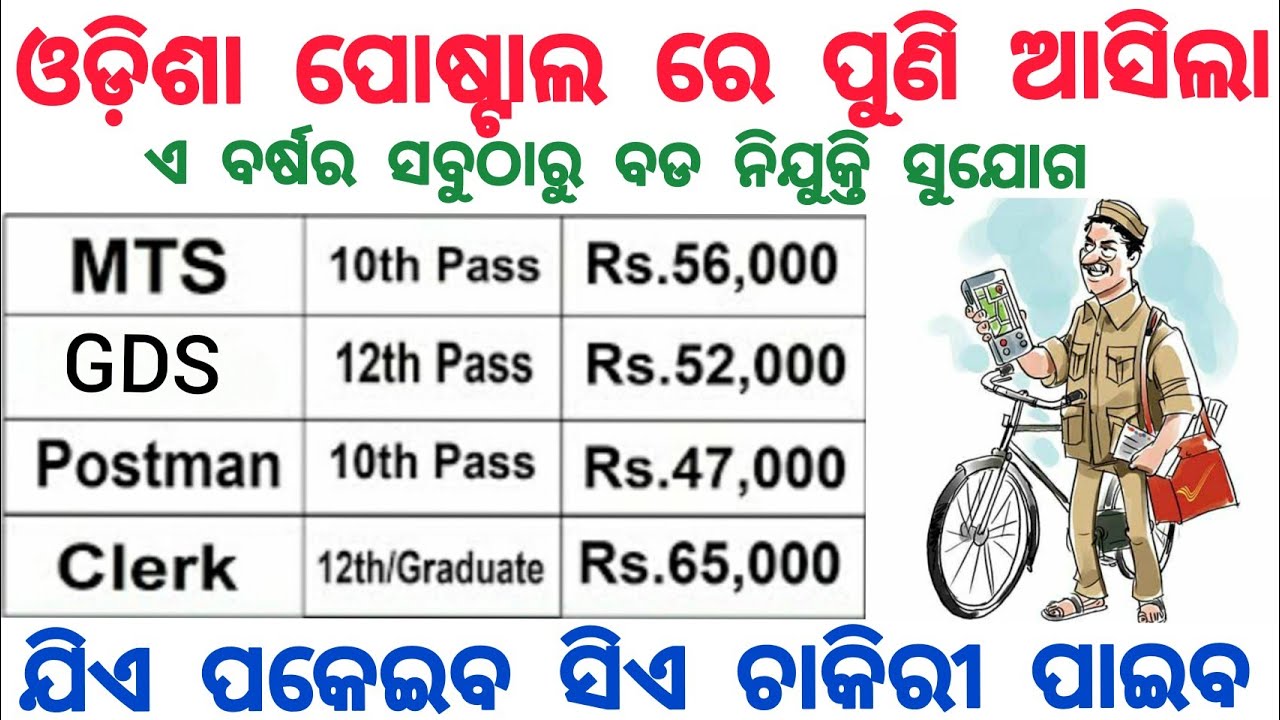 GDS vacancy 2021 odisha//Odisha postal jobs//Odisha govt jobs 2021//Odisha job updates 2021