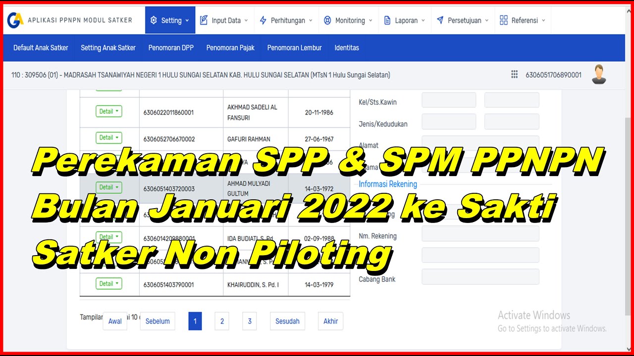 Cara Merekam & Membuat SPP/SPM PPNPN Bulan Januari 2022 ke Sakti Satker Non Piloting