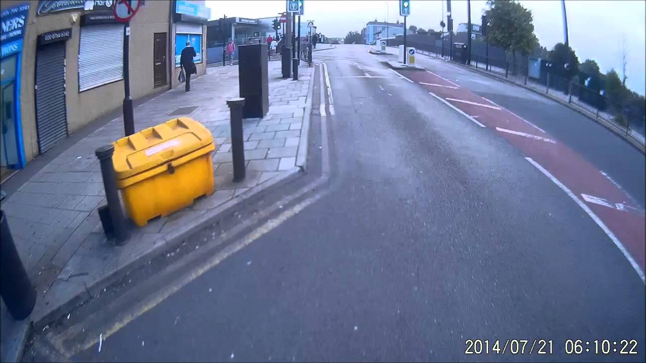 Dangerous bus driver overtaking a cyclist