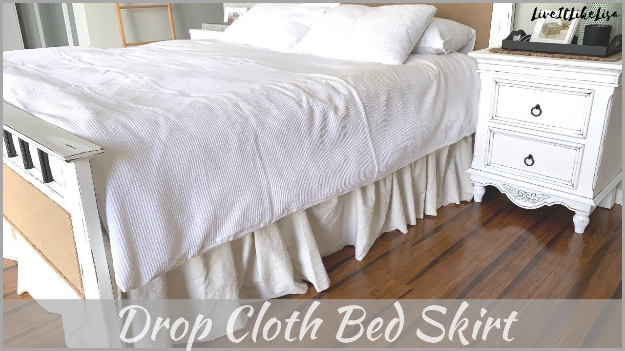 FARMHOUSE BEDROOM | How To Make a Bedskirt From Drop Cloth
