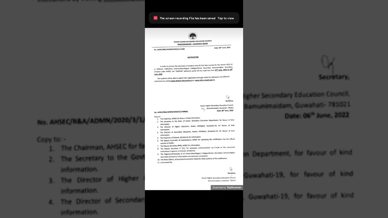 AHSEC HS New Notification | Hs 2022 Latest NOTICE by Assam Board