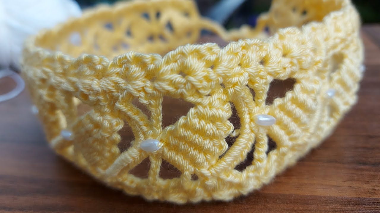 Tunisian Crochet. Tunus işi 1 saatte yapacağınız cok güzel örgü saç bandi bandana modeli