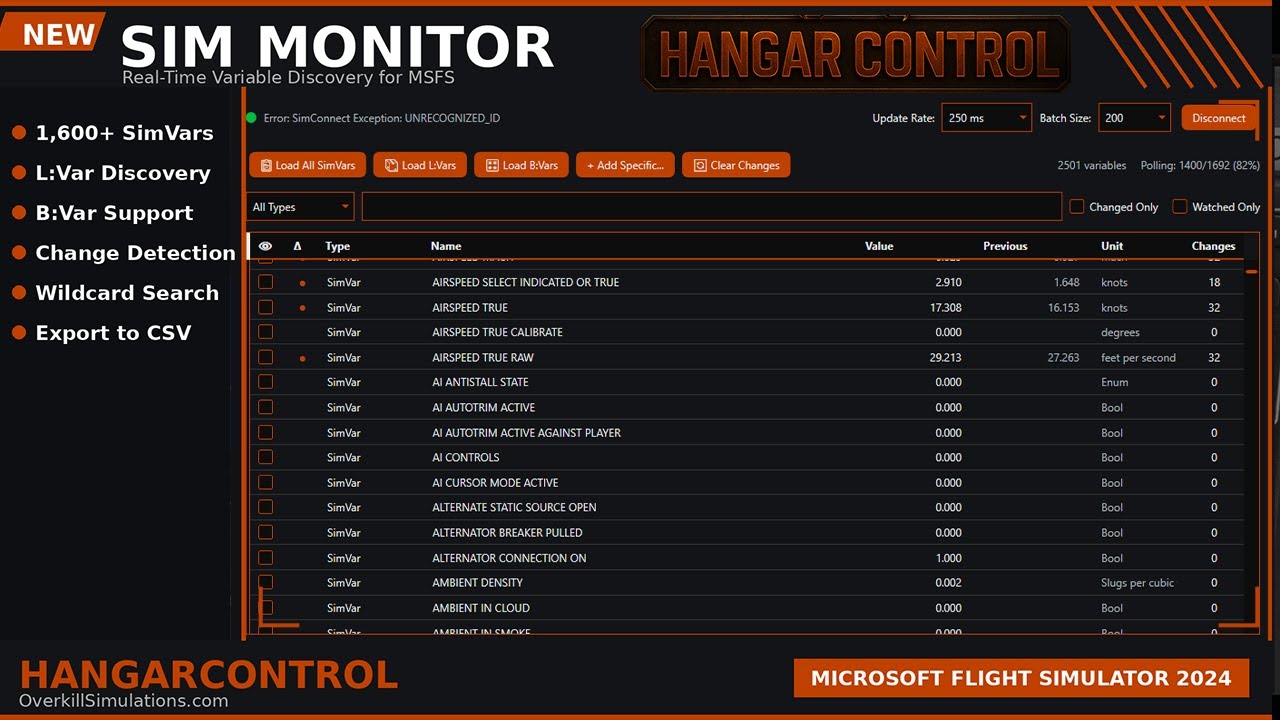 NEW Sim Monitor for MSFS 2024 - Find ANY Variable in Your Aircraft | HangarControl