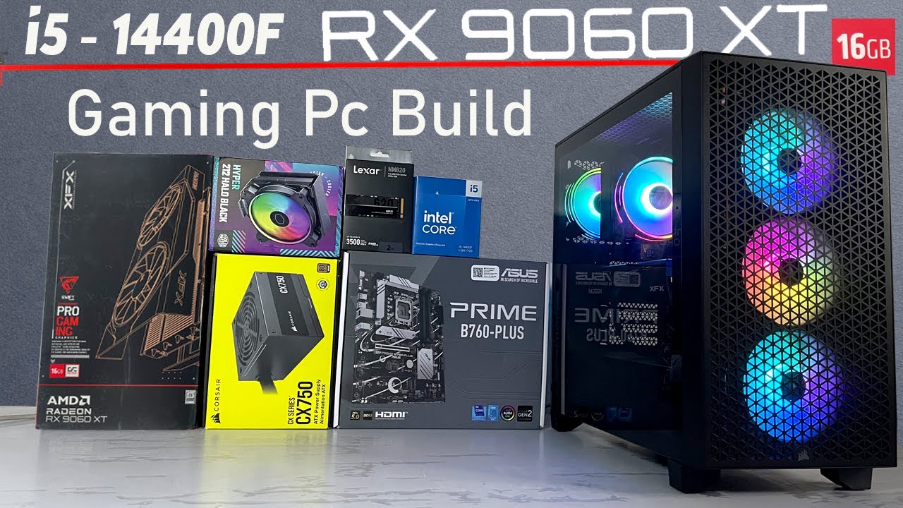 Building An AMD Radeon RX 9060 XT 16GB With Intel i5 14 th Gen Cpu  Gaming Pc 2025