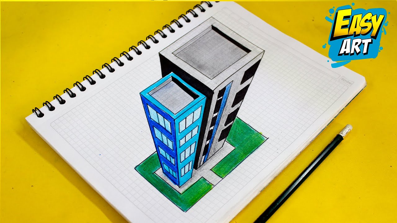 ✅ Dibujos 3D - Como Dibujar EDIFICIOS 3D a lapiz - Dibujos a Lapiz - Easy Art