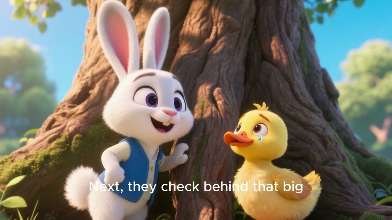 Cheerful Bunny and the Lost Baby Duck