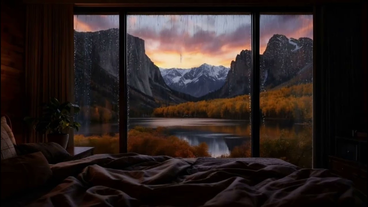 Rainy Cozy Mountain Bedroom 🌧️ Relaxing Rain Sounds for Deep Sleep & Focus (2 Hours) #relaxingsounds
