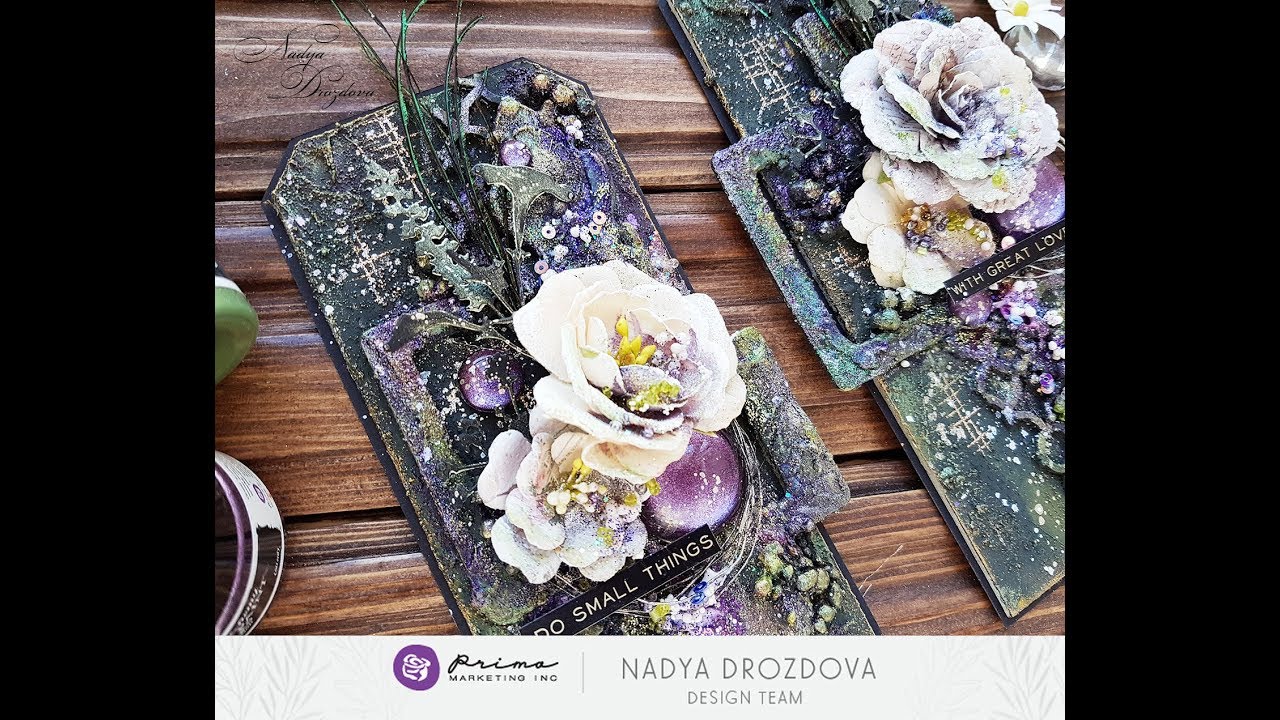 Step-by-step Tutorial mixed-media Tags using Military paste set by Prima