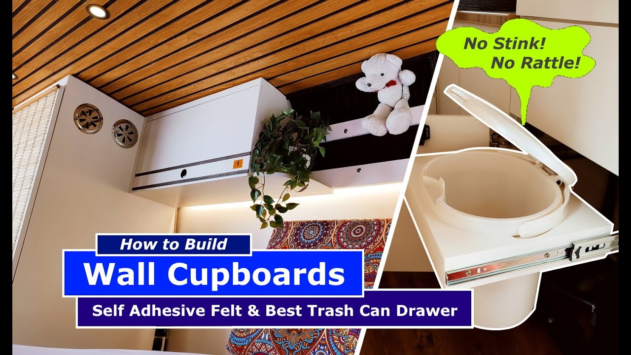 Wall Cupboards: Easy to Build & Best Trash Can without Smell or Rattles: Mercedes T1 Van Conversion