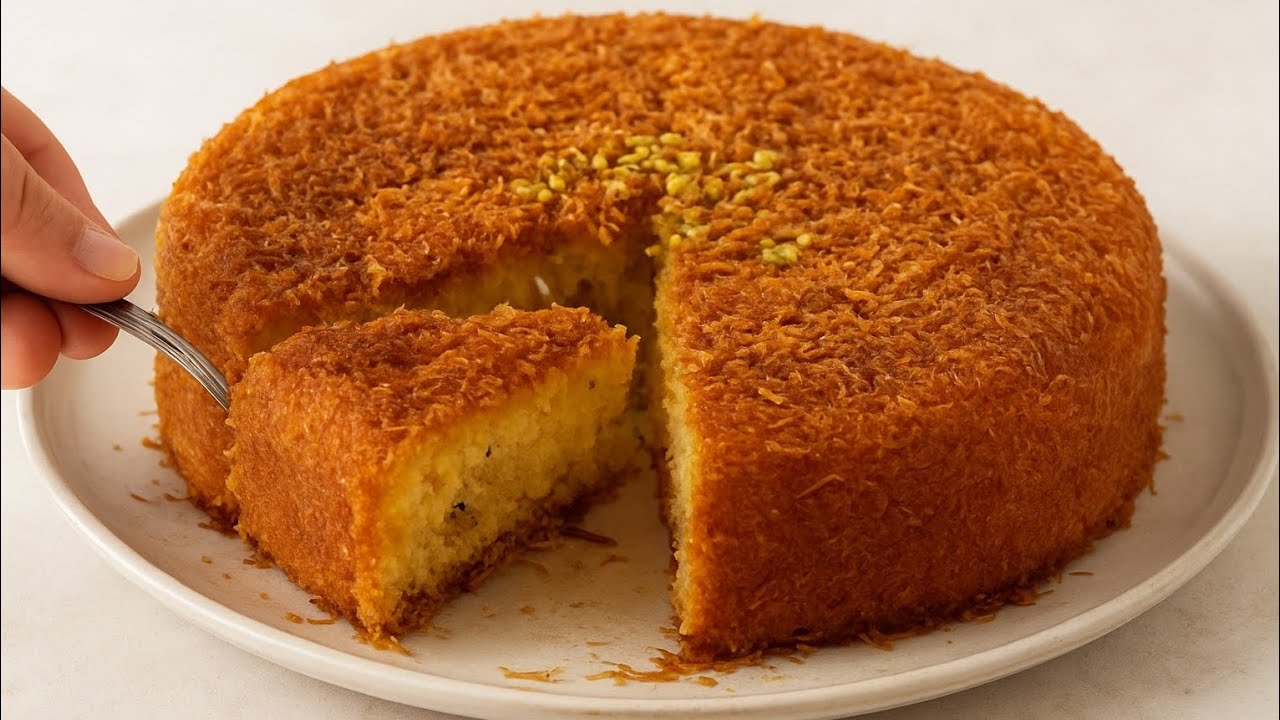 کیک کنافه طلایی  | ترکیب بی‌نظیر کیک و کنافه در خانه 🍰✨ Kunafa Cake | Moist & Crispy Dessert Recipe