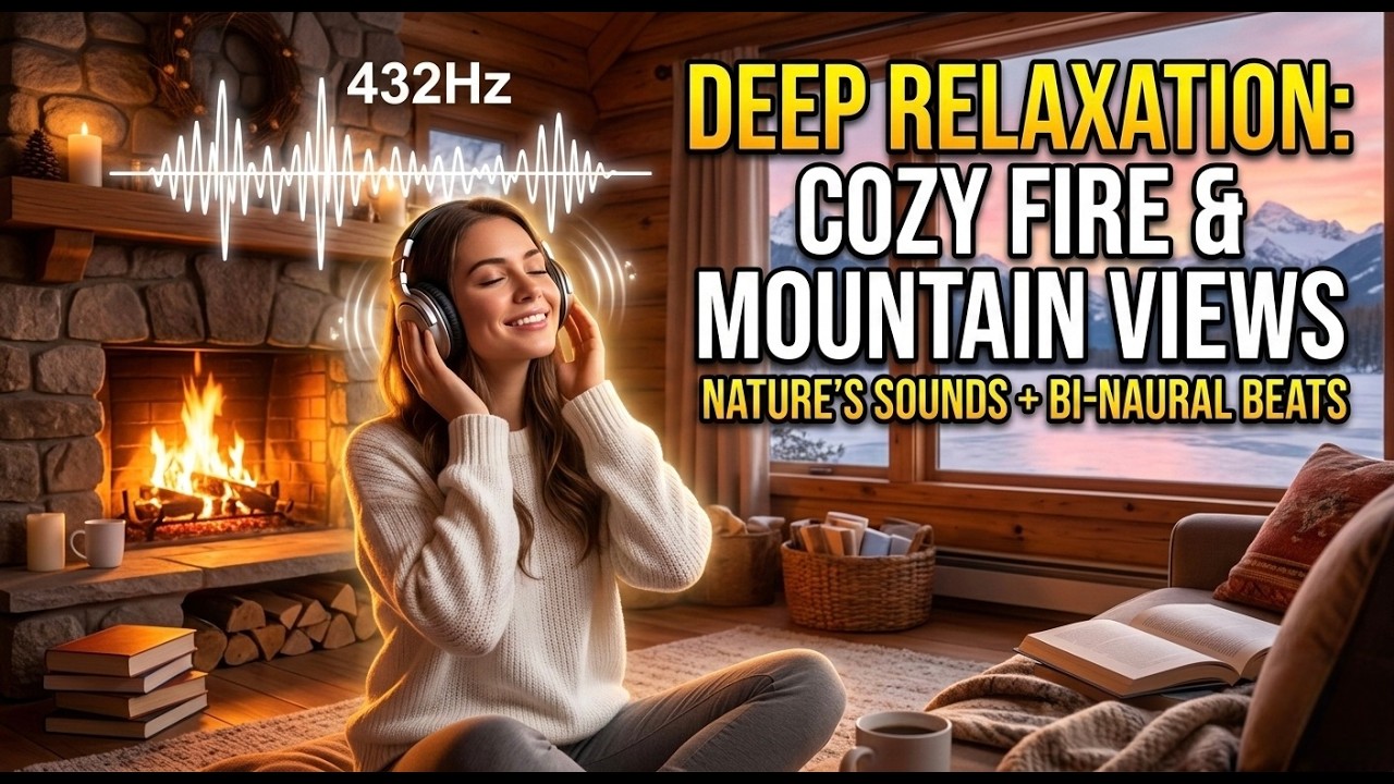 Burning Fireplace Sounds 6 Hours: Deep Relaxation, Warm Cabin Ambience, ASMR No Music