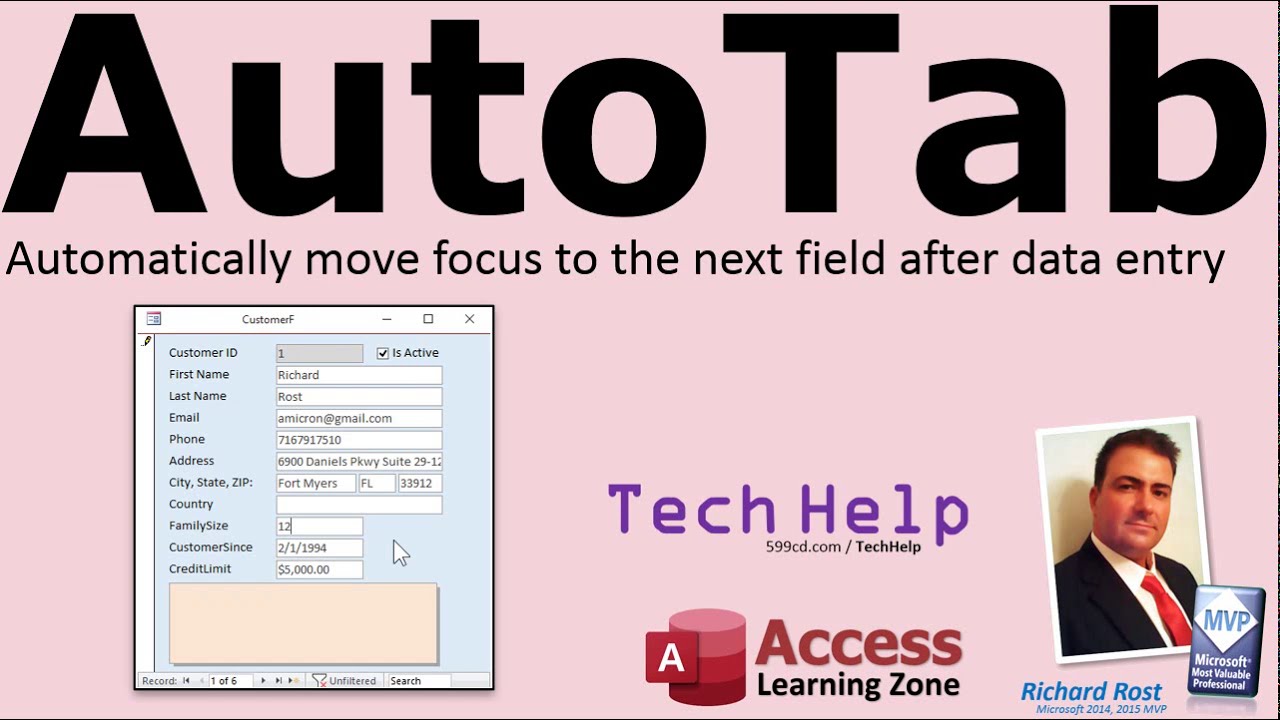 AutoTab and Input Mask in Microsoft Access to Automatically Move Focus to Next Field when Finished