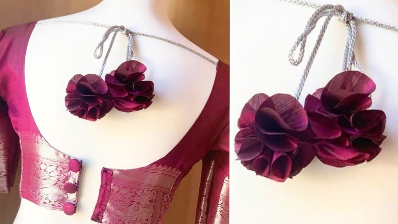 Flowers लटकन making for Blouse at home /party wear Blouse 