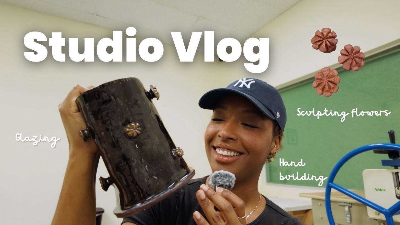 Hand-building an abstract flower vase | Ceramic studio vlog
